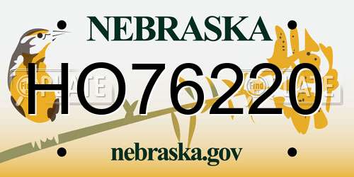 HO76220 Nebraska License Plate