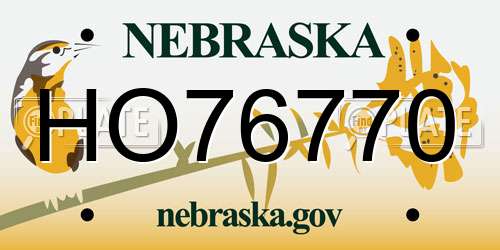 HO76770 Nebraska License Plate