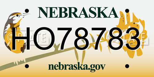 HO78783 Nebraska License Plate