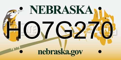 HO7G270 Nebraska License Plate