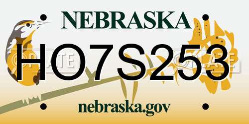 HO7S253 Nebraska License Plate