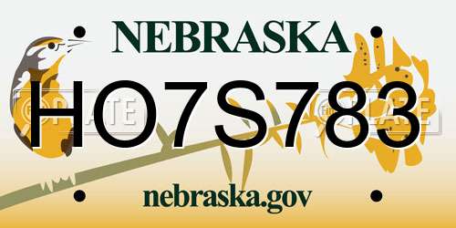 HO7S783 Nebraska License Plate