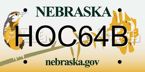 HOC64B Nebraska License Plate