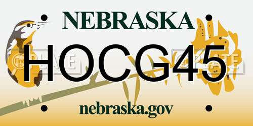 HOCG45 Nebraska License Plate