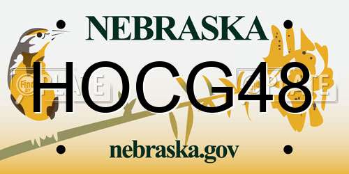 HOCG48 Nebraska License Plate