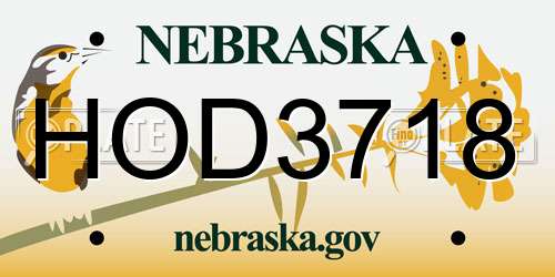 HOD3718 Nebraska License Plate