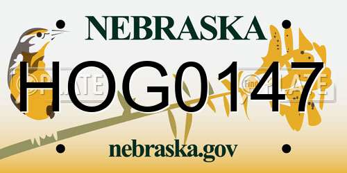 HOG0147 Nebraska License Plate