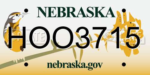 HOO3715 Nebraska License Plate