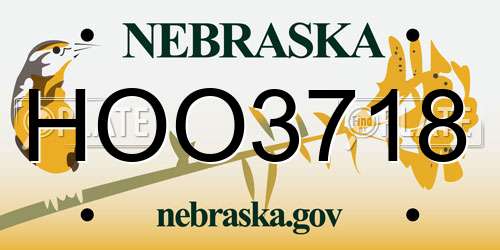 HOO3718 Nebraska License Plate