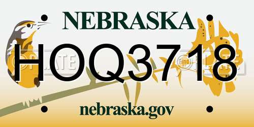 HOQ3718 Nebraska License Plate