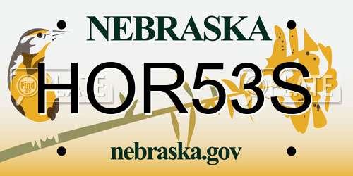 HOR53S Nebraska License Plate