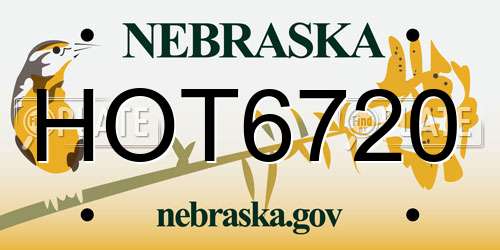 HOT6720 Nebraska License Plate