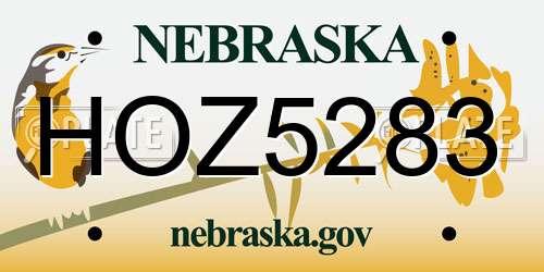 HOZ5283 Nebraska License Plate
