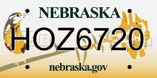 HOZ6720 Nebraska License Plate
