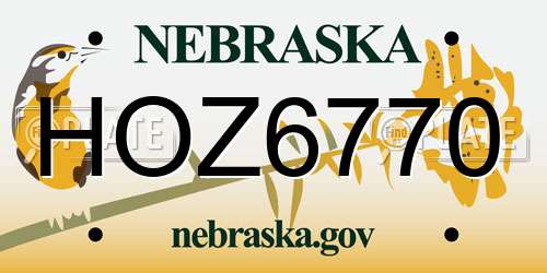 HOZ6770 Nebraska License Plate