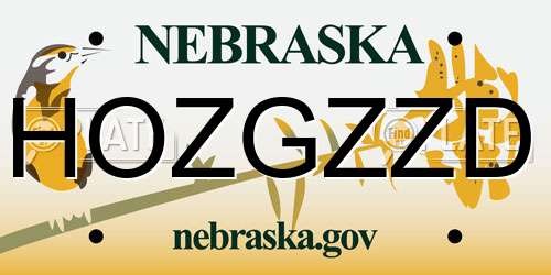 HOZGZZD Nebraska License Plate