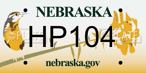 HP104 Nebraska License Plate