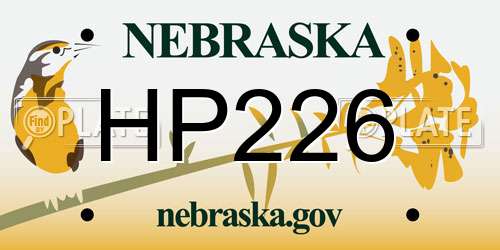HP226 Nebraska License Plate
