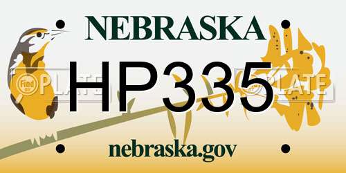 HP335 Nebraska License Plate