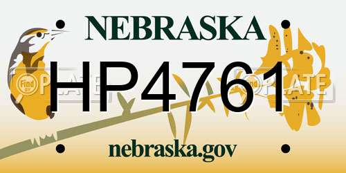 HP4761 Nebraska License Plate