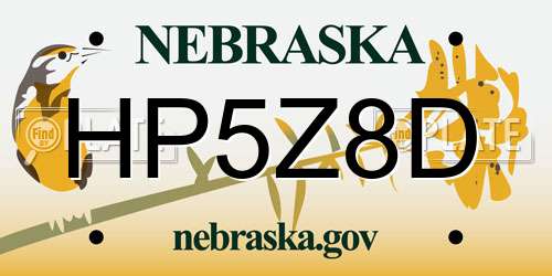 HP5Z8D Nebraska License Plate