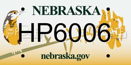 HP6006 Nebraska License Plate