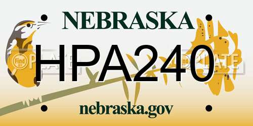 HPA240 Nebraska License Plate