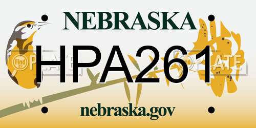 HPA261 Nebraska License Plate