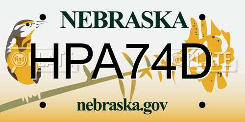 HPA74D Nebraska License Plate
