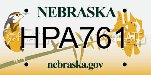 HPA761 Nebraska License Plate