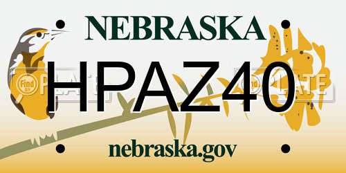 HPAZ40 Nebraska License Plate