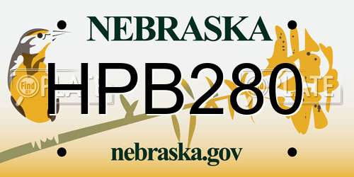 HPB280 Nebraska License Plate
