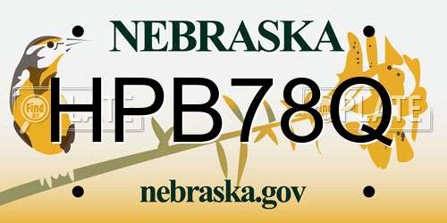HPB78Q Nebraska License Plate