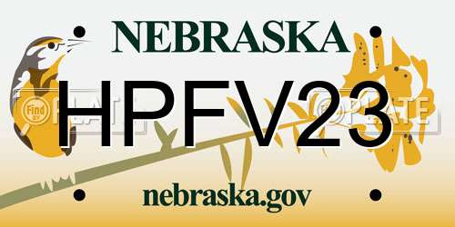 HPFV23 Nebraska License Plate