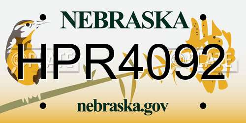 HPR4092 Nebraska License Plate