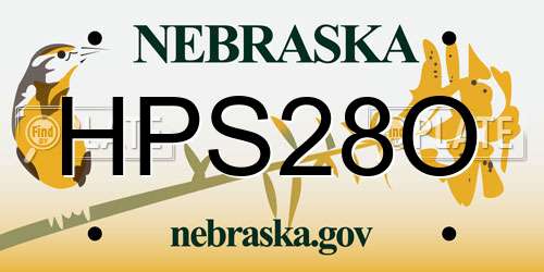 HPS28O Nebraska License Plate