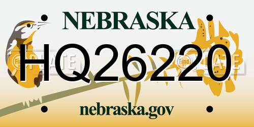 HQ26220 Nebraska License Plate