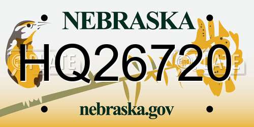 HQ26720 Nebraska License Plate