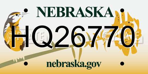 HQ26770 Nebraska License Plate