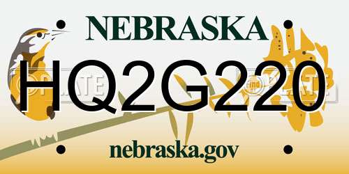 HQ2G220 Nebraska License Plate