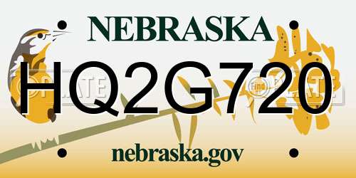 HQ2G720 Nebraska License Plate