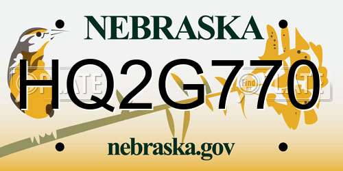 HQ2G770 Nebraska License Plate