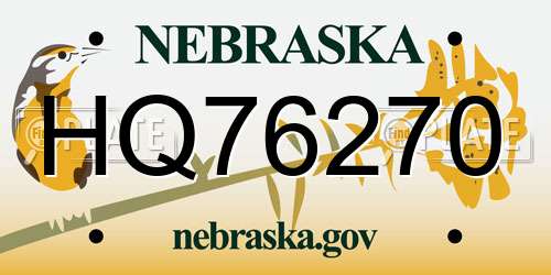 HQ76270 Nebraska License Plate