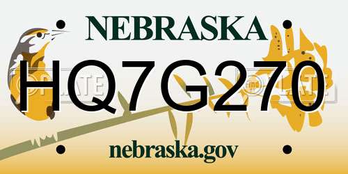 HQ7G270 Nebraska License Plate