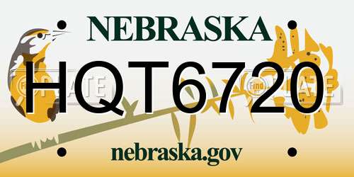 HQT6720 Nebraska License Plate