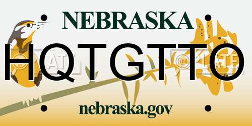 HQTGTTO Nebraska License Plate