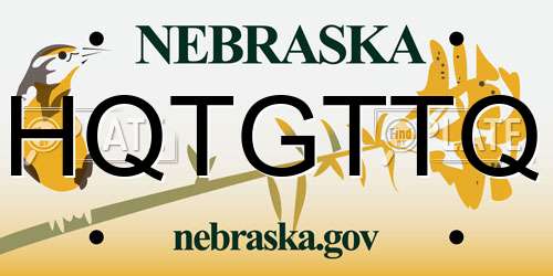 HQTGTTQ Nebraska License Plate