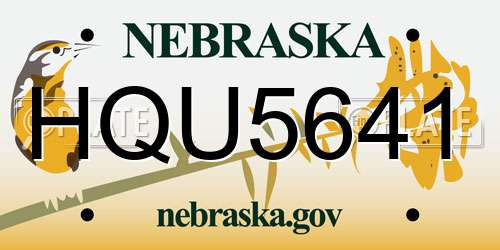 HQU5641 Nebraska License Plate