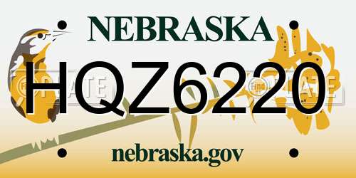 HQZ6220 Nebraska License Plate