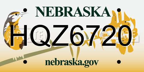 HQZ6720 Nebraska License Plate